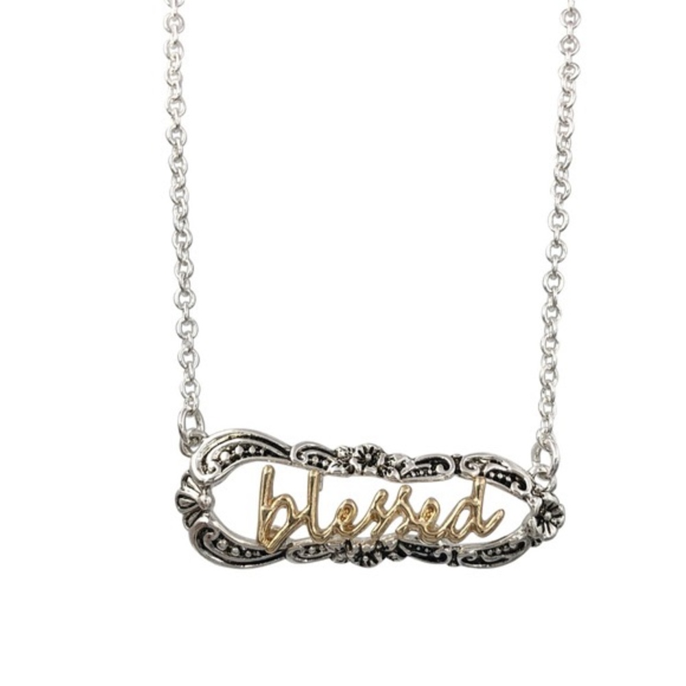 BLESSED Spoon Handle Style Silver & Gold Tone Chain Necklace